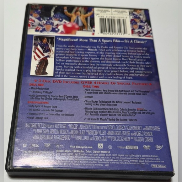 Disney’s Miracle Widescreen Edition DVD with Kurt Russel - Picture 2 of 4
